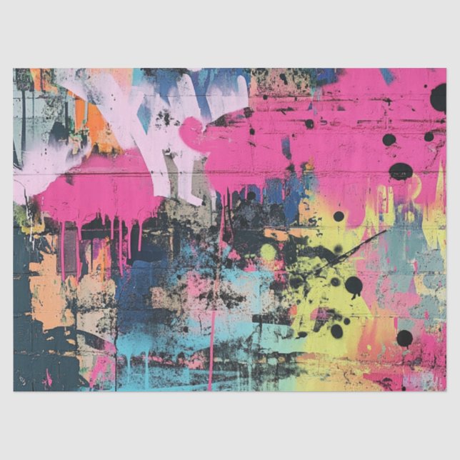 Papel De Seda Colagem de Grafite Urbana com Cores Intensas  Pint (Frente )