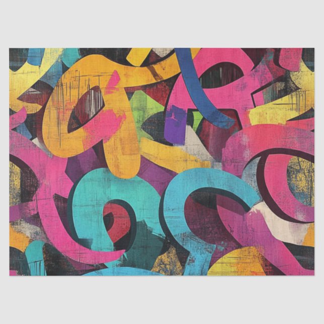 Papel De Seda Colagem de Grafite Urbana com Cores Intensas  Pint (Frente )