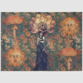 Papel De Seda Colagem de Jardim de Fantasia Sombrio e Mal-humora