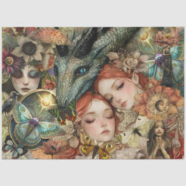 Papel De Seda Colagem de Jardim de Mídia Mista de Fantasia Decou