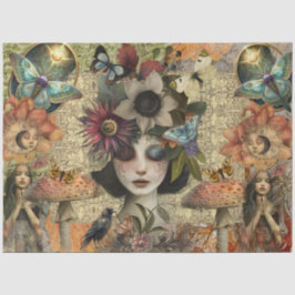 Papel De Seda Colagem de Jardim de Mídia Mista de Fantasia Decou