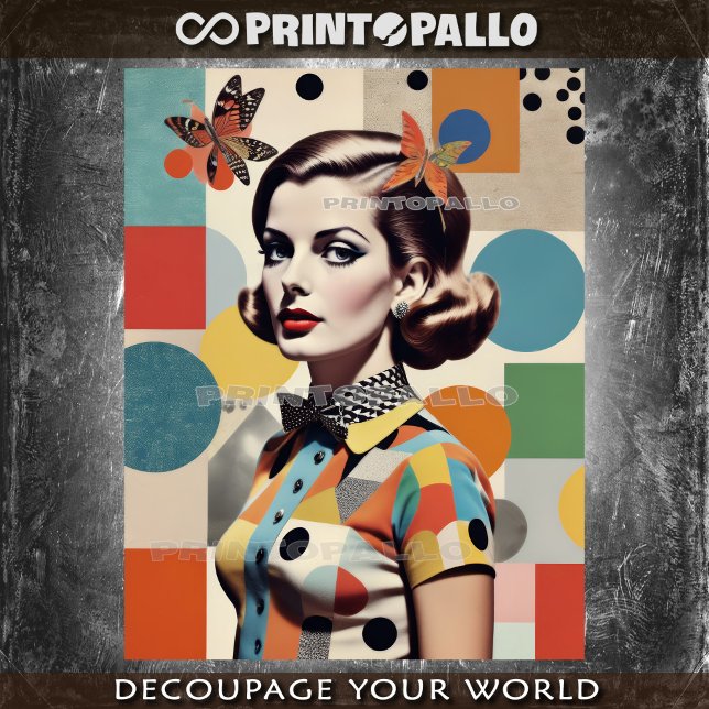 Papel De Seda Colagem de Meios séculos de arte pop: mulher e bor (Criador carregado)