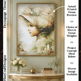 Papel De Seda Colagem de Menina Vitoriana Vintage FT9L Decoupage