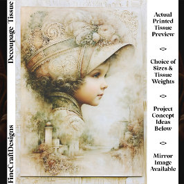 Papel De Seda Colagem de Menina Vitoriana Vintage FT9R Decoupage