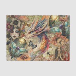 Papel De Seda Colagem de Mídia Mista de Dragão de Fantasia Decou