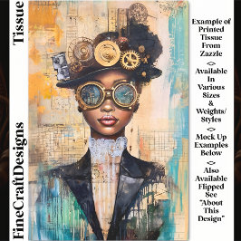 Papel De Seda Colagem de Mulher Steampunk da Pele Escura DK1L De