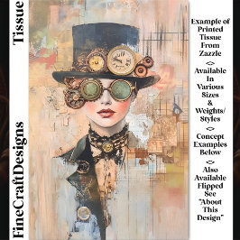 Papel De Seda Colagem de Mulher Steampunk Retrato DJ9L Decoupage