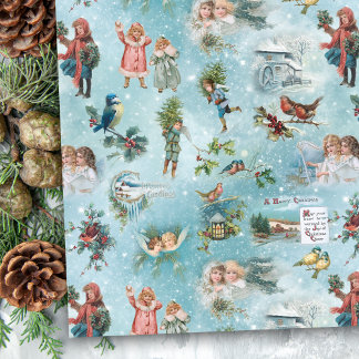 Papel De Seda Colagem de Natais vintages de inverno mágicos cint