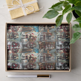 Papel De Seda Colagem de Natal Vintage | Férias Retrô