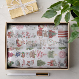 Papel De Seda Colagem de Natal Vintage | Presente de Férias Retr