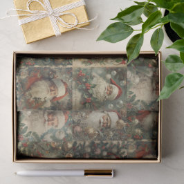 Papel De Seda Colagem de Natal Vitoriano e Papai Noel Retrô