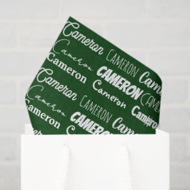 Papel De Seda Colagem de Nome de Tipografia Verde Personalizada 