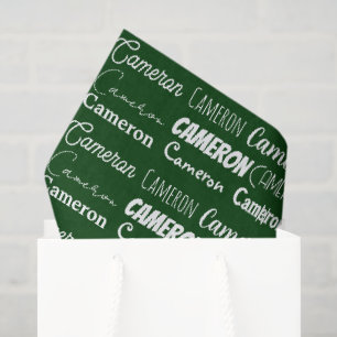Papel De Seda Colagem de Nome de Tipografia Verde Personalizada