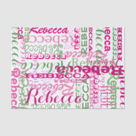 Papel De Seda Colagem de Nomes Rosa com Allover Impressão