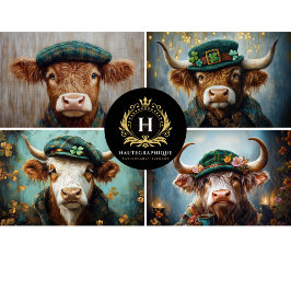 Papel De Seda Colagem de Vacas das Terras Altas Irlandesas Decou