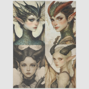 Papel De Seda Colagem do Dragão de Fantasia Fantasia Mítica Góti