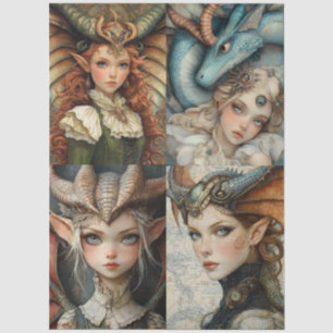 Papel De Seda Colagem do Dragão de Fantasia Fantasia Mítica Góti