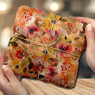Papel De Seda Colagem Floral de Autumn Watercolor