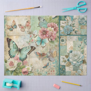 Papel De Seda Colagem Floral Elegante Girly Cottagecore