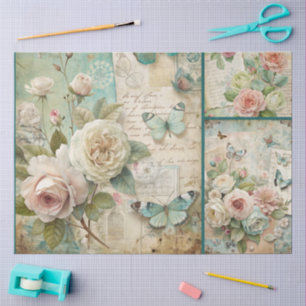 Papel De Seda Colagem Floral Elegante Girly Ephemera Cottagecore