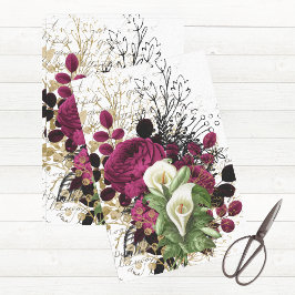 Papel De Seda Colagem Floral Victoriana