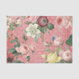 Papel De Seda Colagem francesa elegante dos rosas do vintage