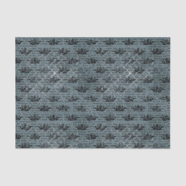 Papel De Seda Colagem Náutica Azul Vintage (Frente )