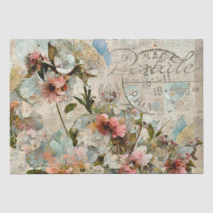 Papel De Seda Colagem Postale da Borboleta Flor do Shabby