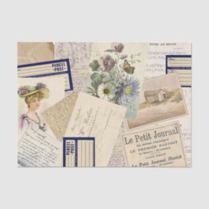 Papel De Seda Colagem Roxa do Cartão-postal francês Vintage
