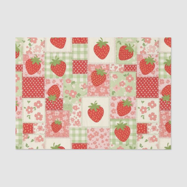 Papel De Seda Colcha de Morango Picnic (4) (Frente )