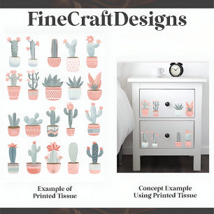 Papel De Seda Coleção de Cactus Suculento Pastel D1 Decoupage