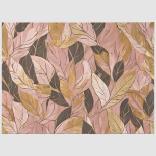 Papel De Seda Coleção de Folhas Douradas de Boho Cor-de-Rosa Pop