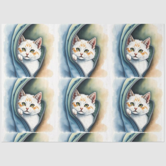 Papel De Seda Coleção de Gatos de Lindas Molas de Aquarela Moder (Frente )