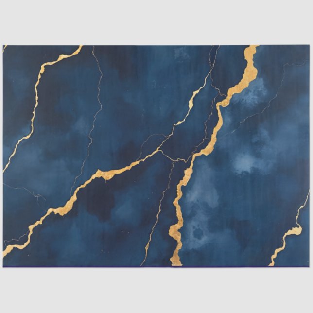 Papel De Seda Coleção de mármore Dourado Azul de Marinho Trenden (Frente )