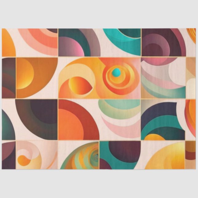 Papel De Seda Coleção Moderna com Abstrato de Quadrados (Frente )