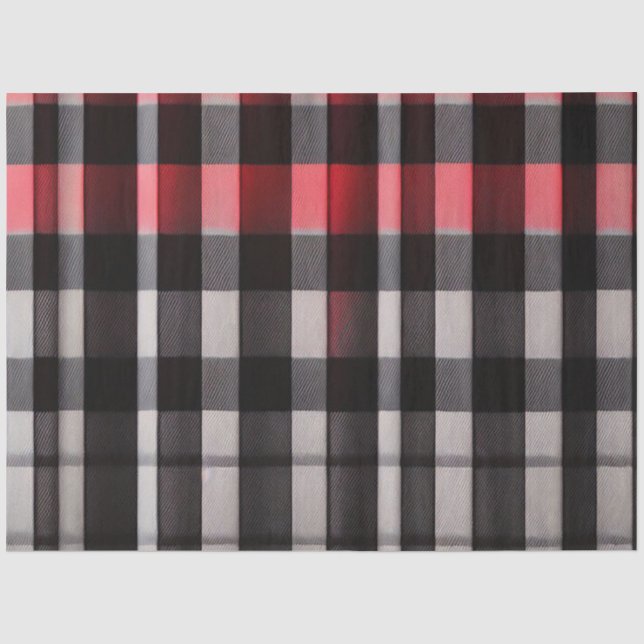 Papel De Seda Coleção Moderna de Xadrez Negra Vermelha (Frente )
