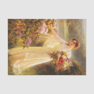 Papel De Seda colecionando flores, linda senhora por Albert Lync