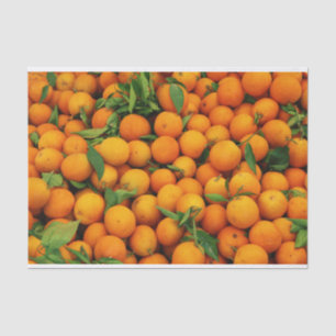 Papel De Seda Colheita Laranja, Muitas Laranjas com Folhas