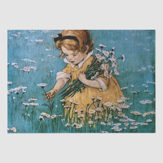 Papel De Seda Colhendo Margaridas por Jessie Willcox Smith (Frente )