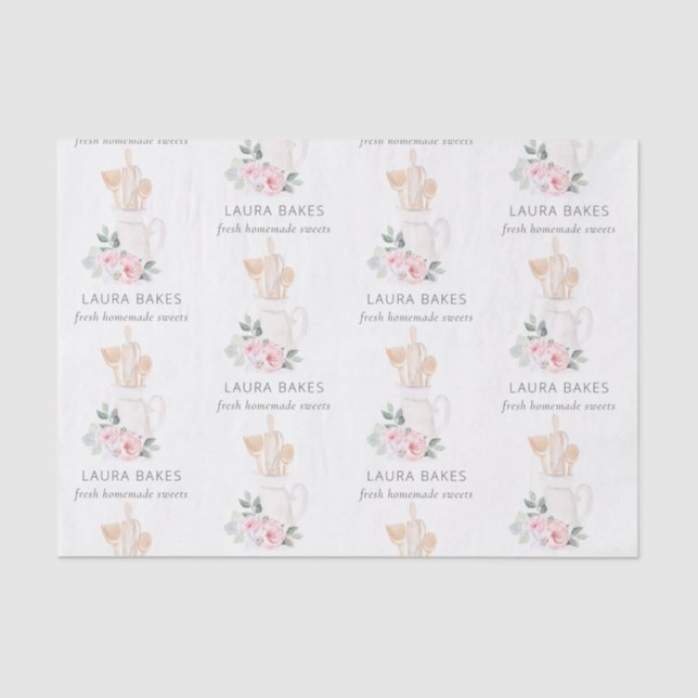 Papel De Seda Colheres De Spatula De Whisk Rosa Esbranquiçadas D (Frente )