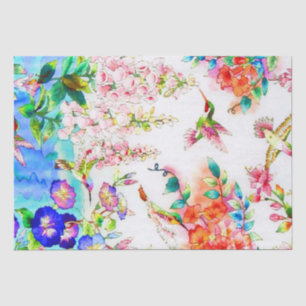 Papel De Seda Colibris e paisagem das flores