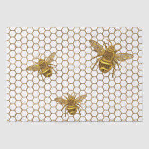 Papel De Seda Colmeia de Hexágono Dourada das Abelhas Glitter F