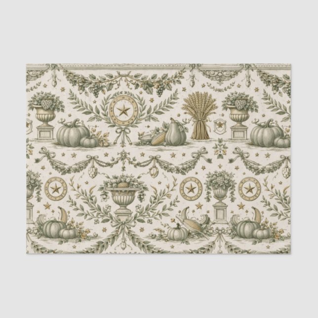 Papel De Seda Colonial Sage Green Gold Harvest (Frente )