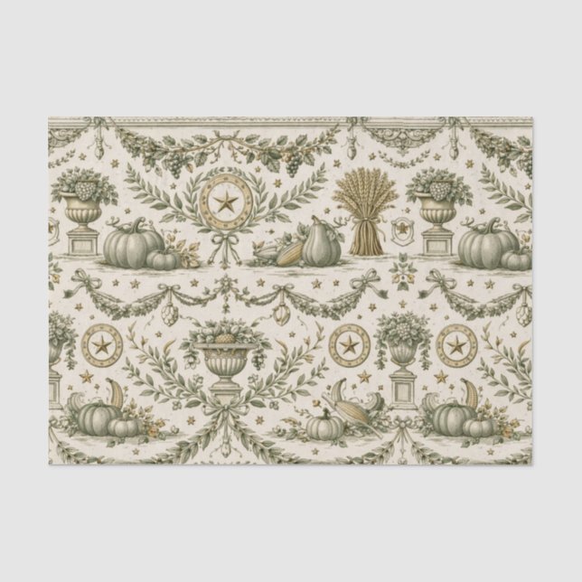Papel De Seda Colonial Sage Verde Ouro Colheita (Frente )