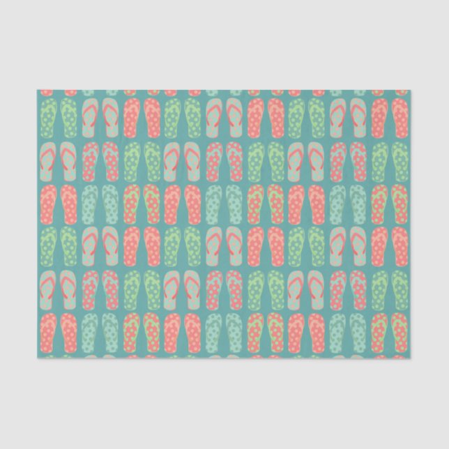 Papel De Seda Colorful Dotty Flip Flop Pattern Teal (Frente )