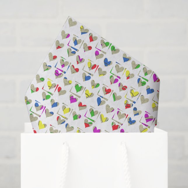 Papel De Seda Colorful Modern Art Hearts (Sacola de presentes)