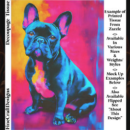 Papel De Seda Colorful Pop Art French Bulldog Dog EP6L Decoupage