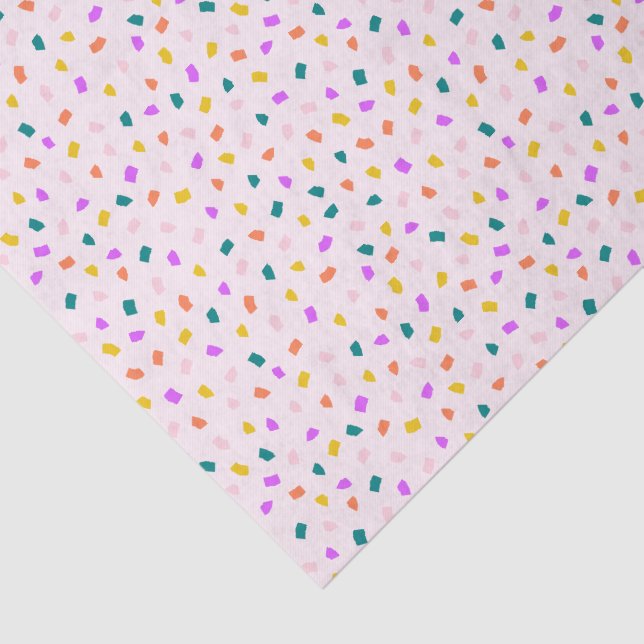 Papel De Seda Colorful Terrazzo Confetti Pattern Pink Lemonade (Detalhes)