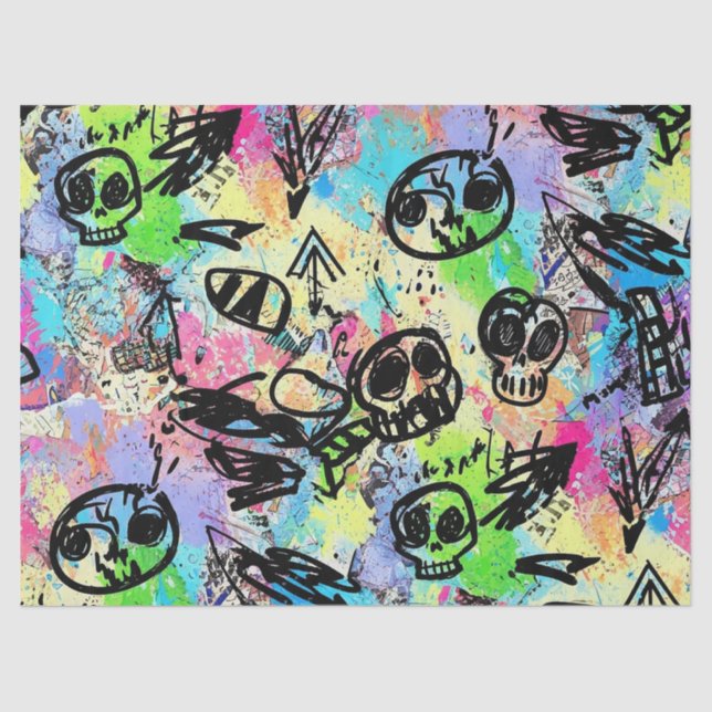 Papel De Seda Colorful Urban Graffiti Pattern (1) (Frente )