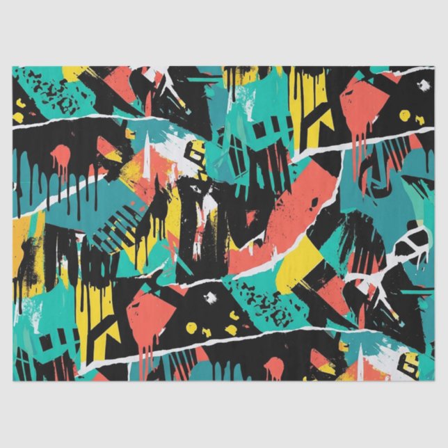 Papel De Seda Colorful Urban Graffiti Pattern (13) (Frente )